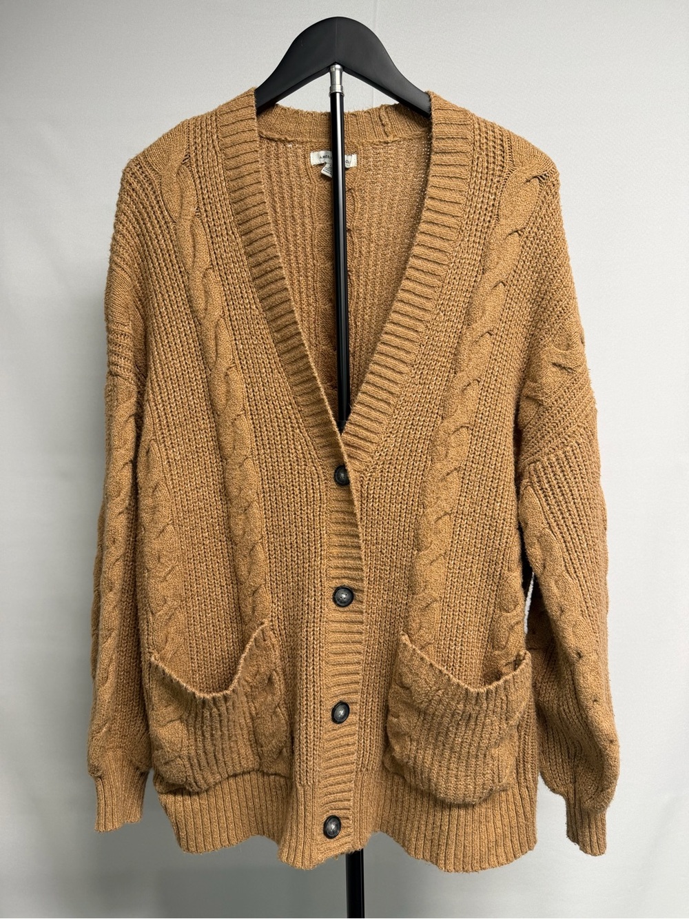 American Eagle Outfitters Women’s Oversized Cable Knit Cardigan in Camel Brown